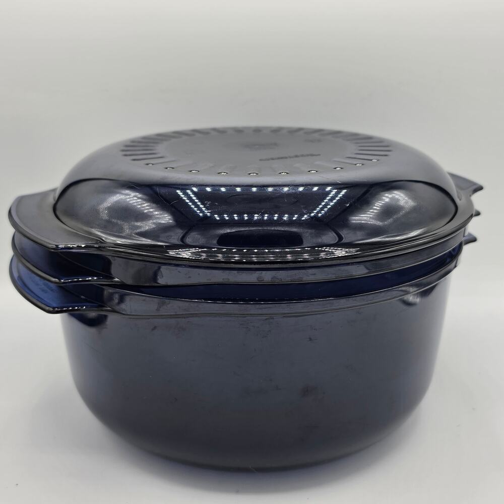Tupperware Tupperwave Microwave Stack Cooker Steamer 3-Piece Set Blue